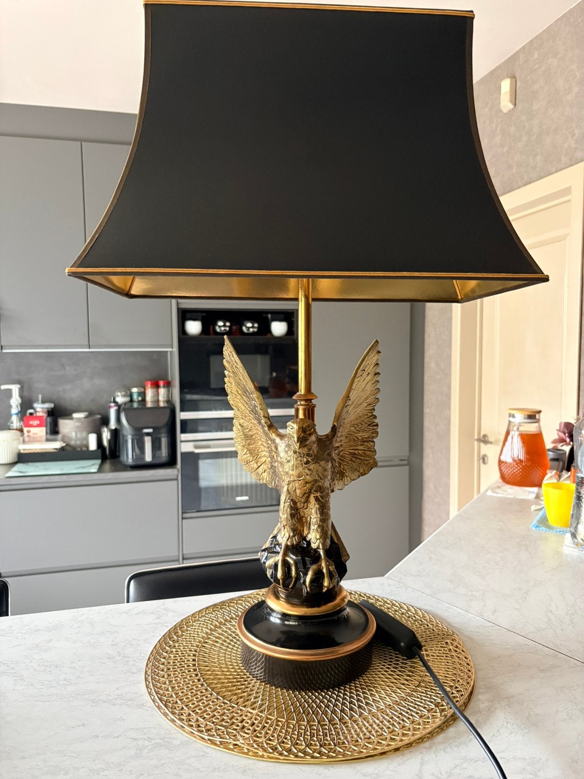 Deknudt - Empire style brass eagle lamp, Huis en Inrichting, Ophalen, Gebruikt, Overige merken, Metaal