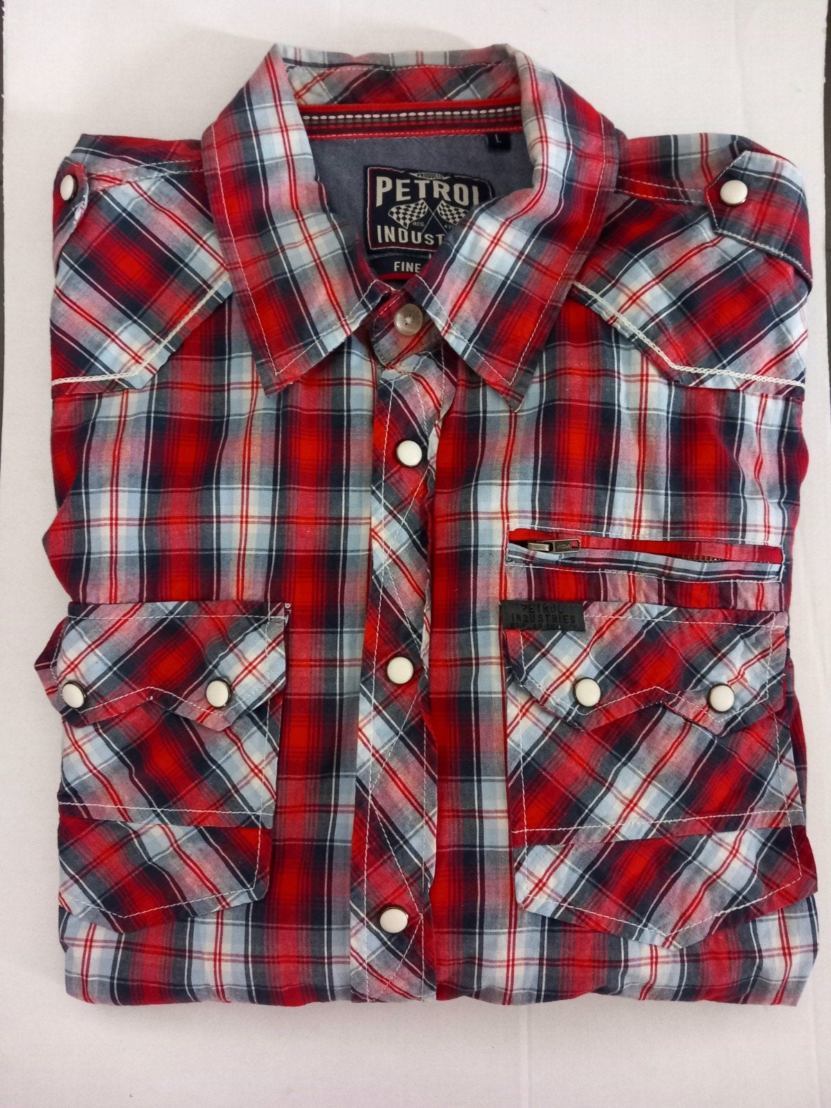 ruitjeshemd - maat L - Petrol industries -> 4€, Kleding | Heren, Overhemden, Ophalen, Zo goed als nieuw, Petrol Industries, Halswijdte 41/42 (L)