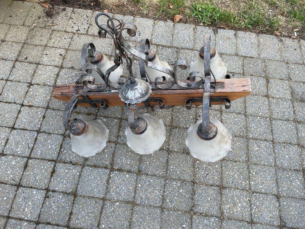 Zware smeedijzeren luster, Antiek en Kunst, Ophalen
