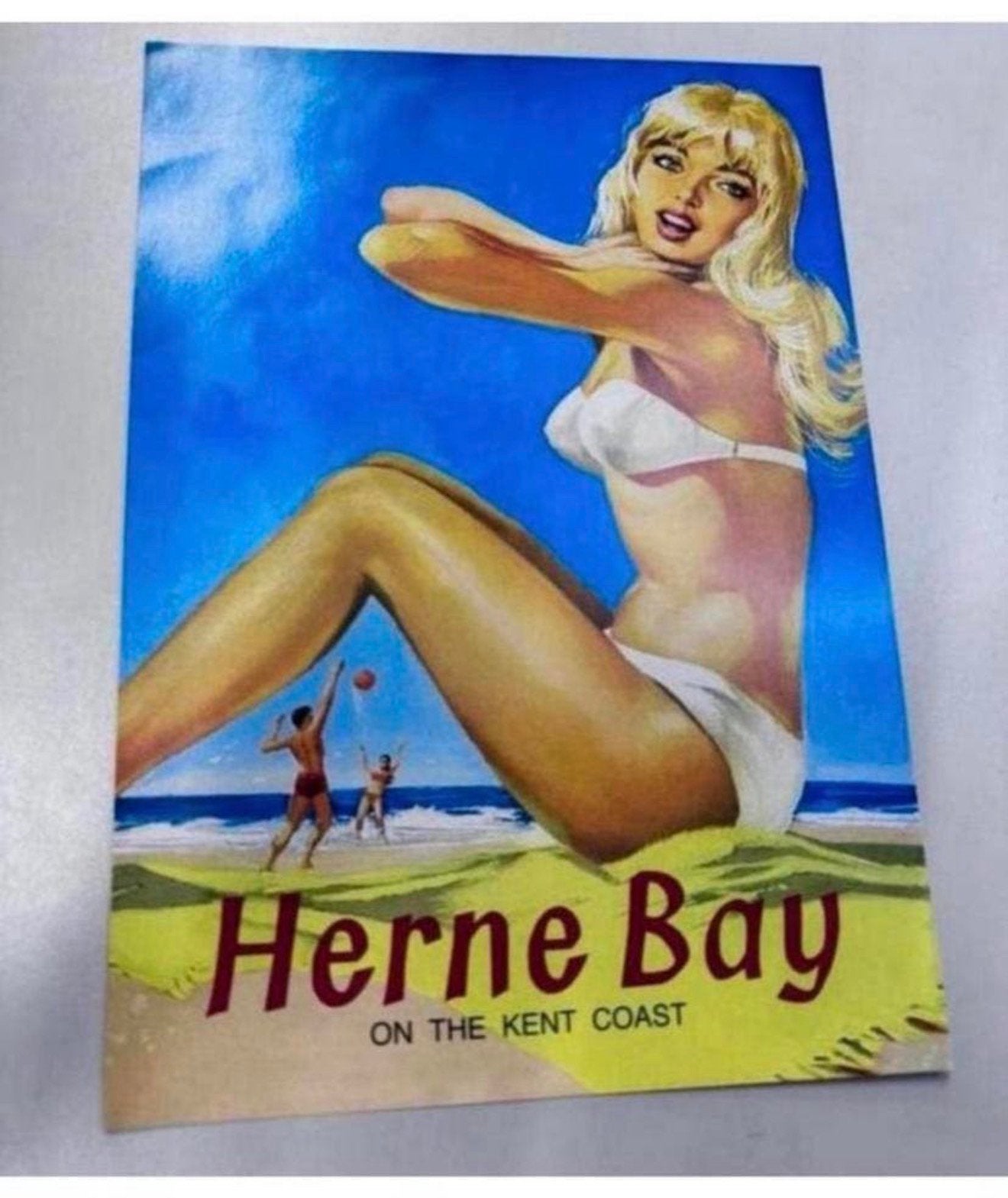 Affiche ancienne voyage ferroviaire Herne Bay Sur côte Kent, Collections, Enlèvement ou Envoi, Neuf