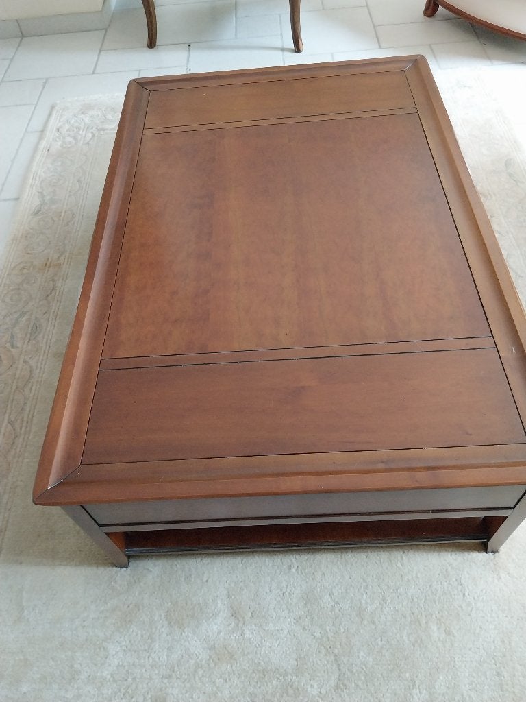 Kersenhouten, rechthoekige salontafel, Ophalen, 100 tot 150 cm, 50 tot 100 cm, Zo goed als nieuw