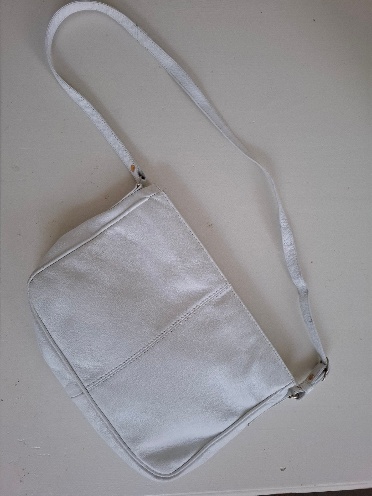 Wit lederen handtas, Ophalen of Verzenden, Wit