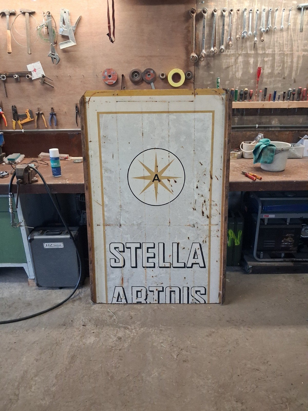 Oud ijzeren reclame paneel stella artois, Enlèvement