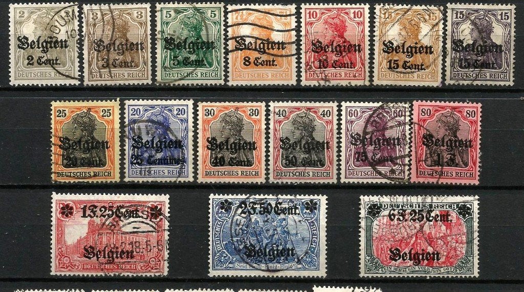 1916 D. bezetting opdruk Belgien, Cent. of F. OBP OC10/25, Postzegels en Munten, Met stempel, Ophalen of Verzenden, Gestempeld