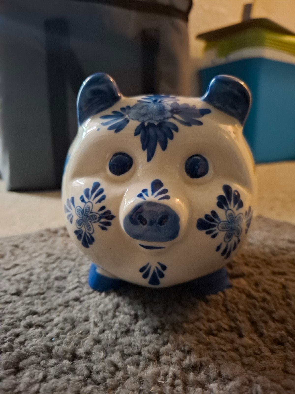delfs blauw spaar varkentje, Ophalen, Gebruikt, Steen, Aardewerk of Keramiek, Overige thema's