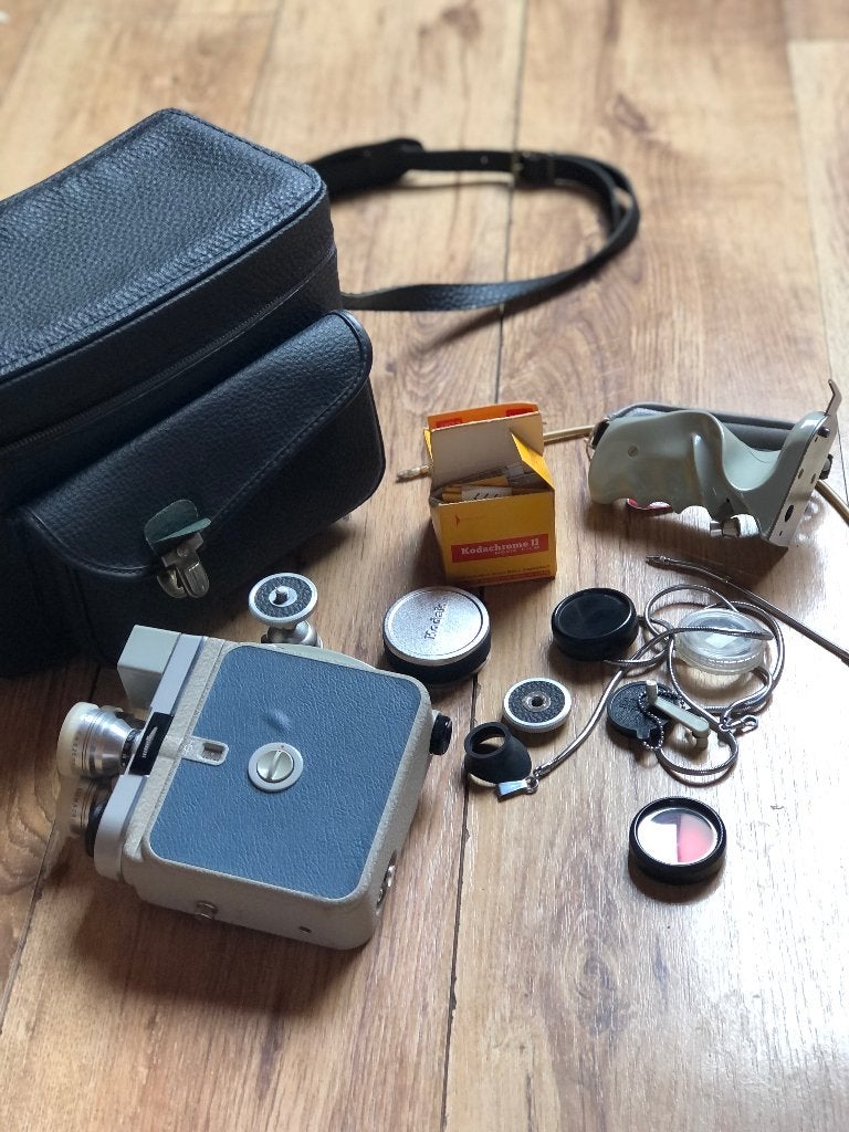 Antieke vintage Eumig camera met tas en accessoires, Ophalen, Filmcamera