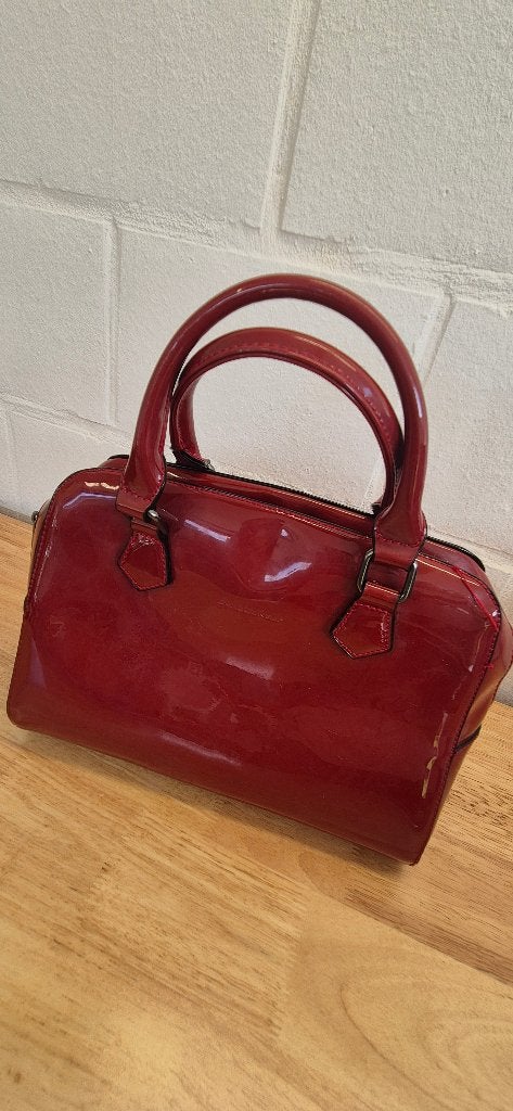David Jones handtas wijnrood – elegant met bloemdetail, Ophalen of Verzenden, Zo goed als nieuw, Rood, Handtas