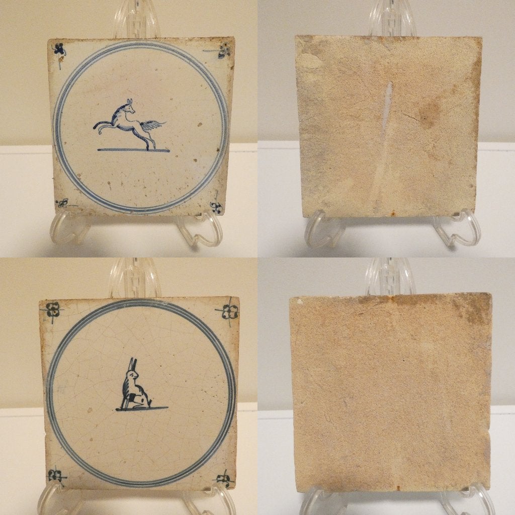 2x Oude, antieke wandtegels [566], Antiek en Kunst, Ophalen of Verzenden