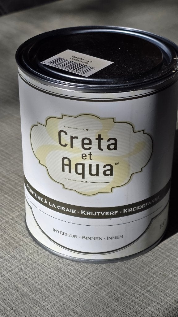 krijtverf 1liter, Creta et Aqua, unguedo (oud-wit, mat), Bricolage & Construction, Neuf, Moins de 5 litres, Enlèvement ou Envoi