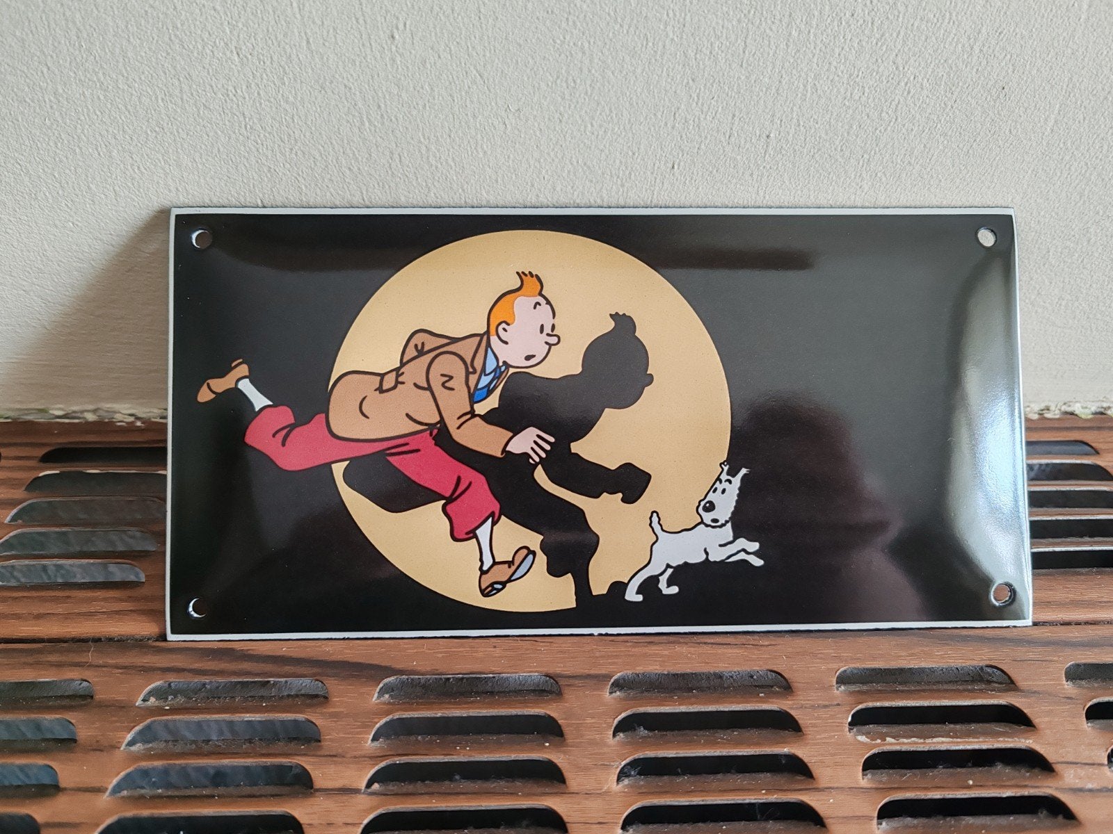 Plaque émaillée Tintin, Collections, Enlèvement ou Envoi, Comme neuf, Panneau publicitaire