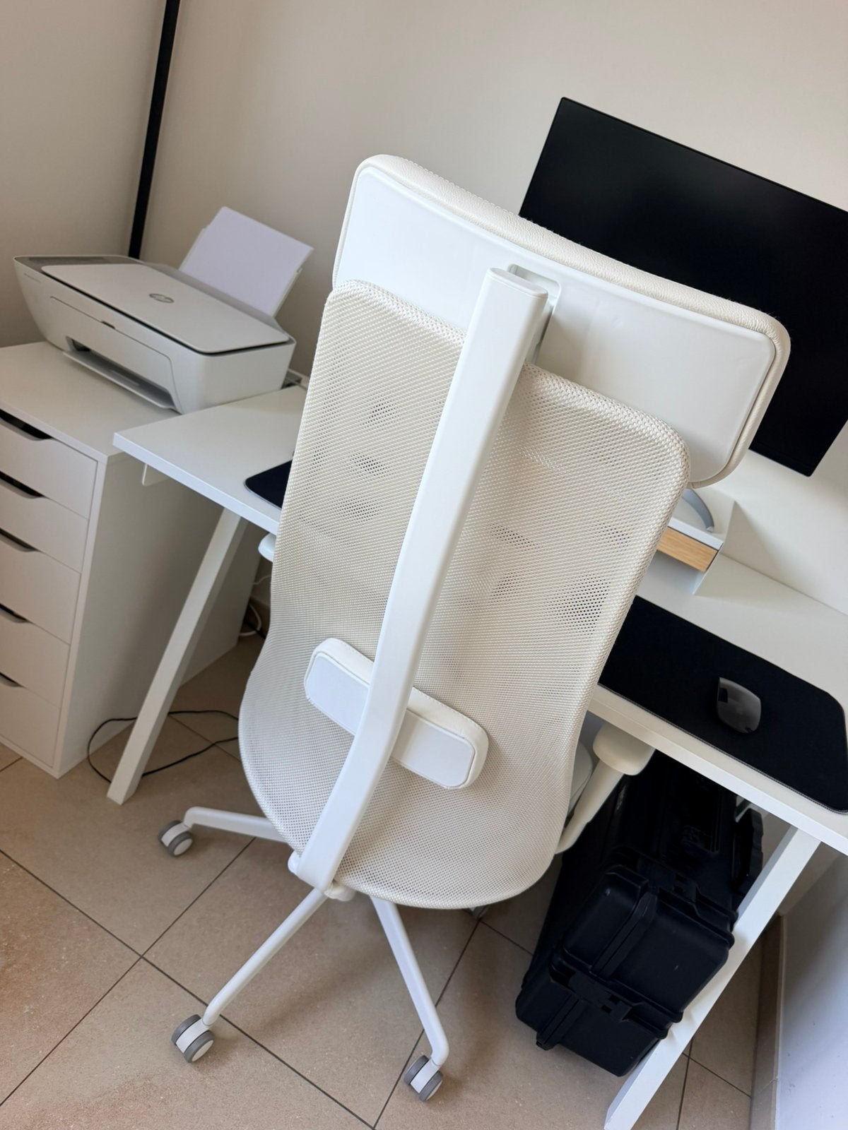 Ergonomisch wit Bureaustoel - Nieuwstaat!, Maison & Meubles, Comme neuf, Enlèvement, Blanc, Chaise de bureau