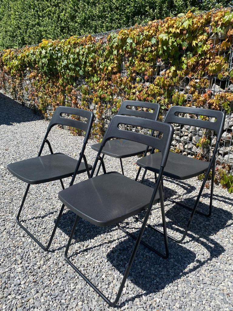 Lot de 4 Chaises pliantes Ikea, Enlèvement, Comme neuf, Noir, Quatre