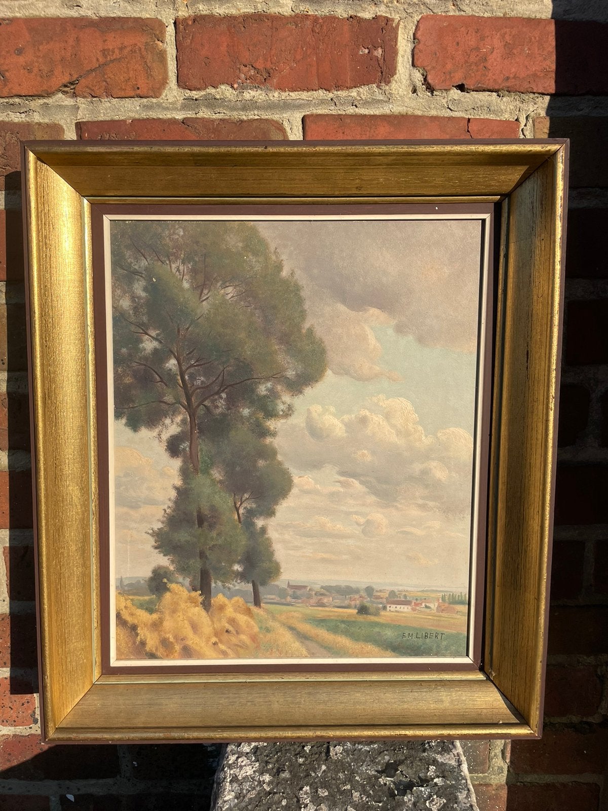 Em Libert Schilderij landschap op paneel, Antiquités & Art, Art | Peinture | Classique, Enlèvement, Paysage, Panneau