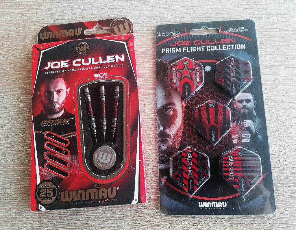 Winmau Joe Cullen 90 % 25 grammes et collection Prism Flight, Enlèvement ou Envoi, Neuf, Fléchettes