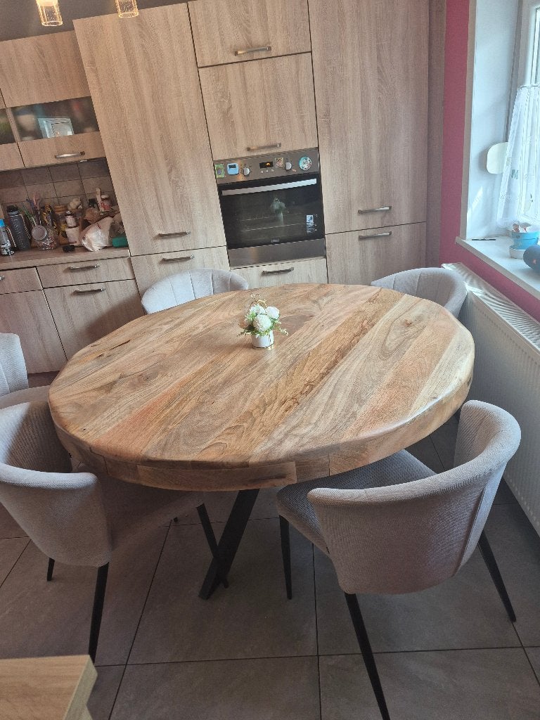 Table  en bois, Maison & Meubles, Bois, Rond, Comme neuf, 100 à 150 cm
