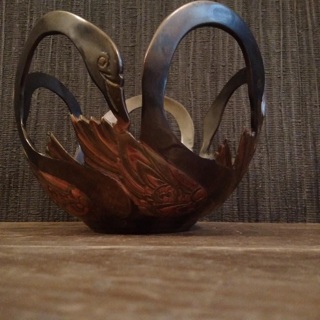 Art-deco schaal zwanen, Antiek en Kunst, Ophalen, Koper