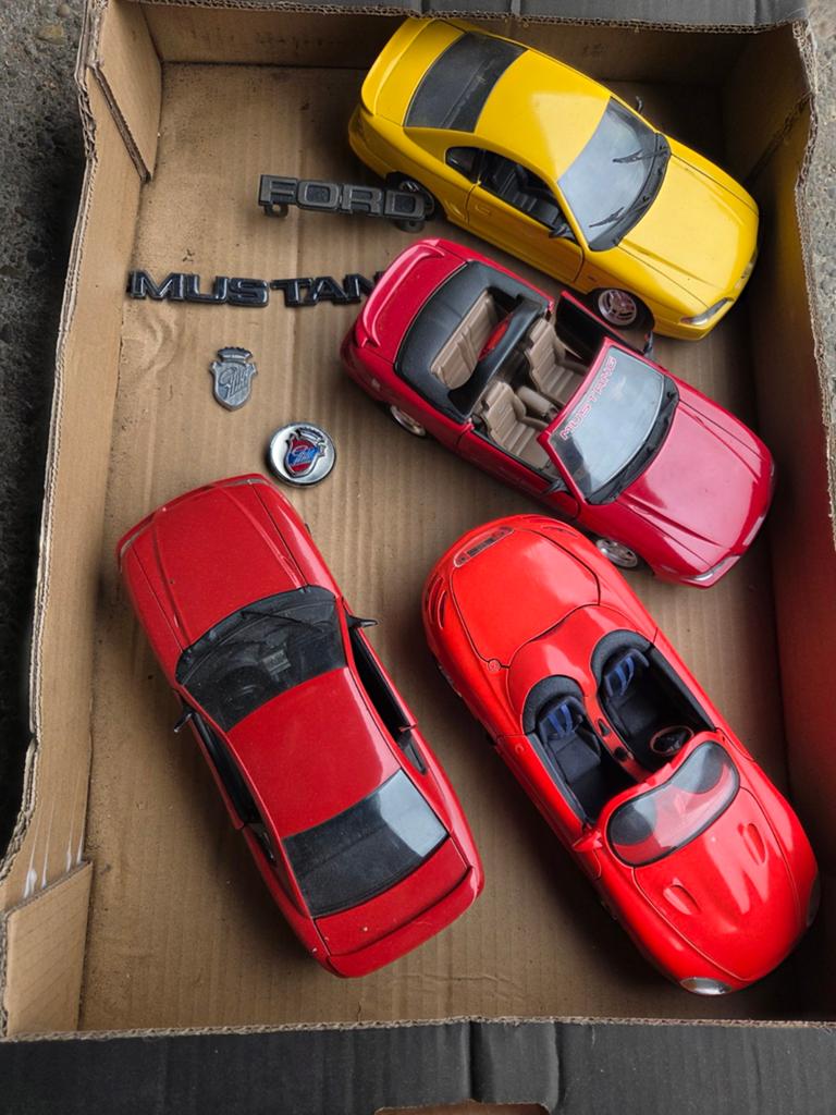 FORD MUSTANG MODELLEN 1/18 + MUSTANG EMBLEMEN SAMEN 40 EURO, Verzenden
