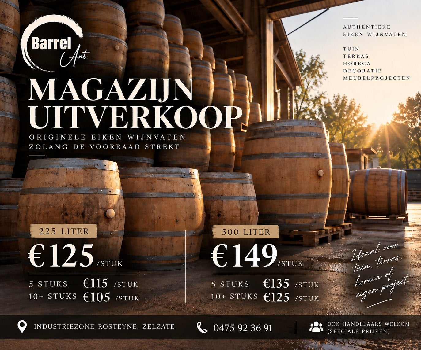 uitverkoop eiken wijnvaten, Tickets en Kaartjes