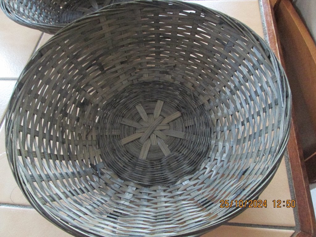 Panier gris rond, Neuf, Tressé, Rond, Enlèvement