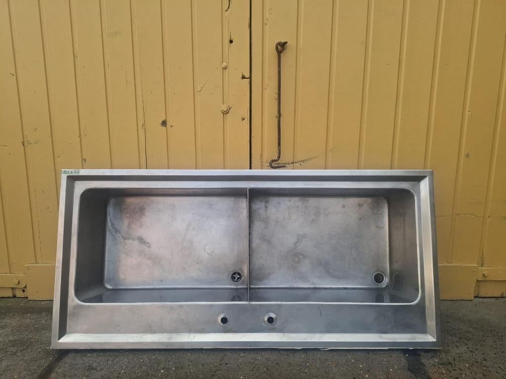 Grote dubbele inox spoelbak, Ophalen, Gebruikt, Inox, Wastafel