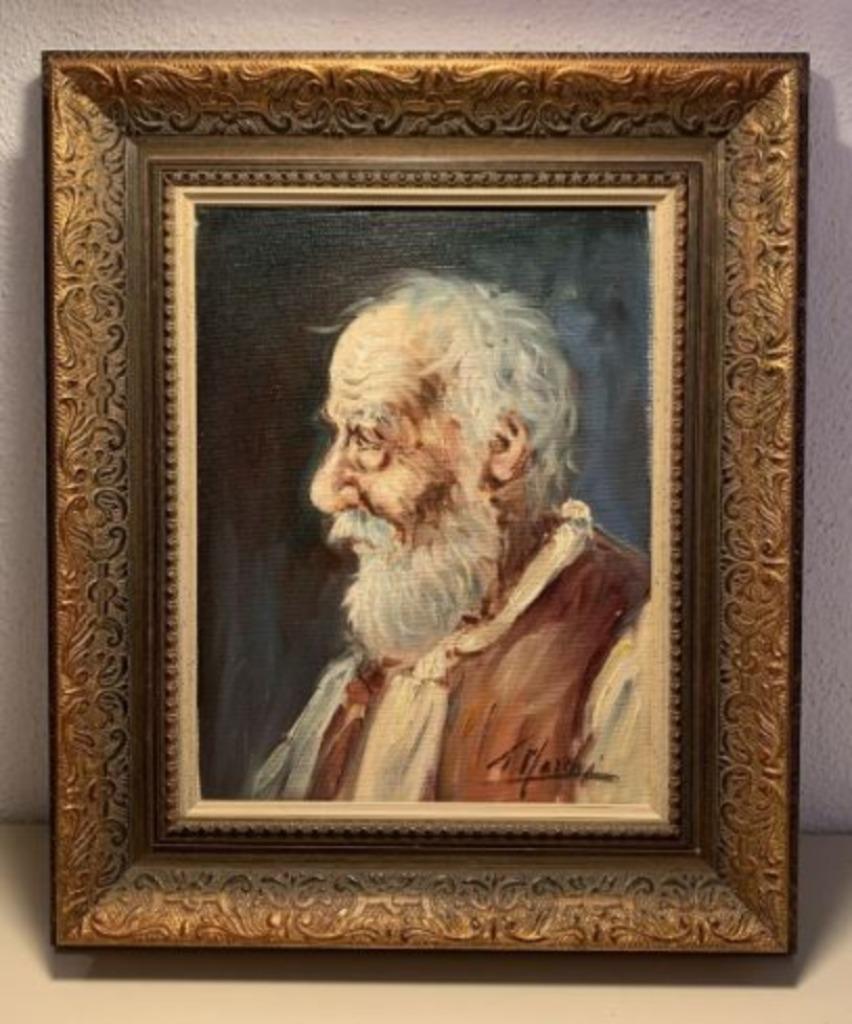 antiek portret schilderijtje Marchi Italy, Antiek en Kunst, Ophalen of Verzenden