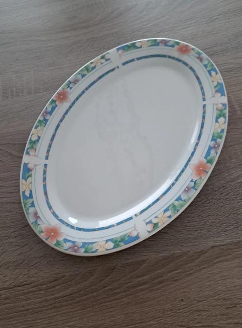 Ovalen schaal met bloemetjes, Enlèvement ou Envoi, Comme neuf, Pierre ou Poterie, Balance