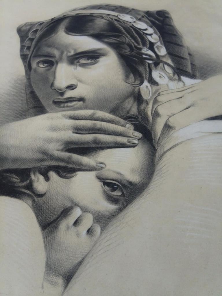 Dessin femme et enfant paul village 18??, Enlèvement ou Envoi