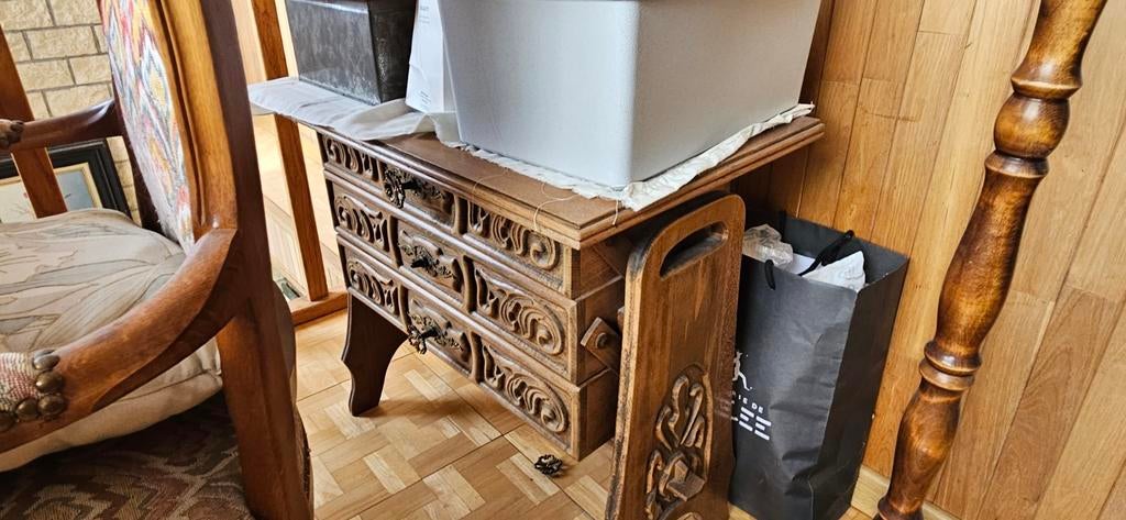 Ancien meuble machine à coudre / meuble couture en bois mass, Enlèvement