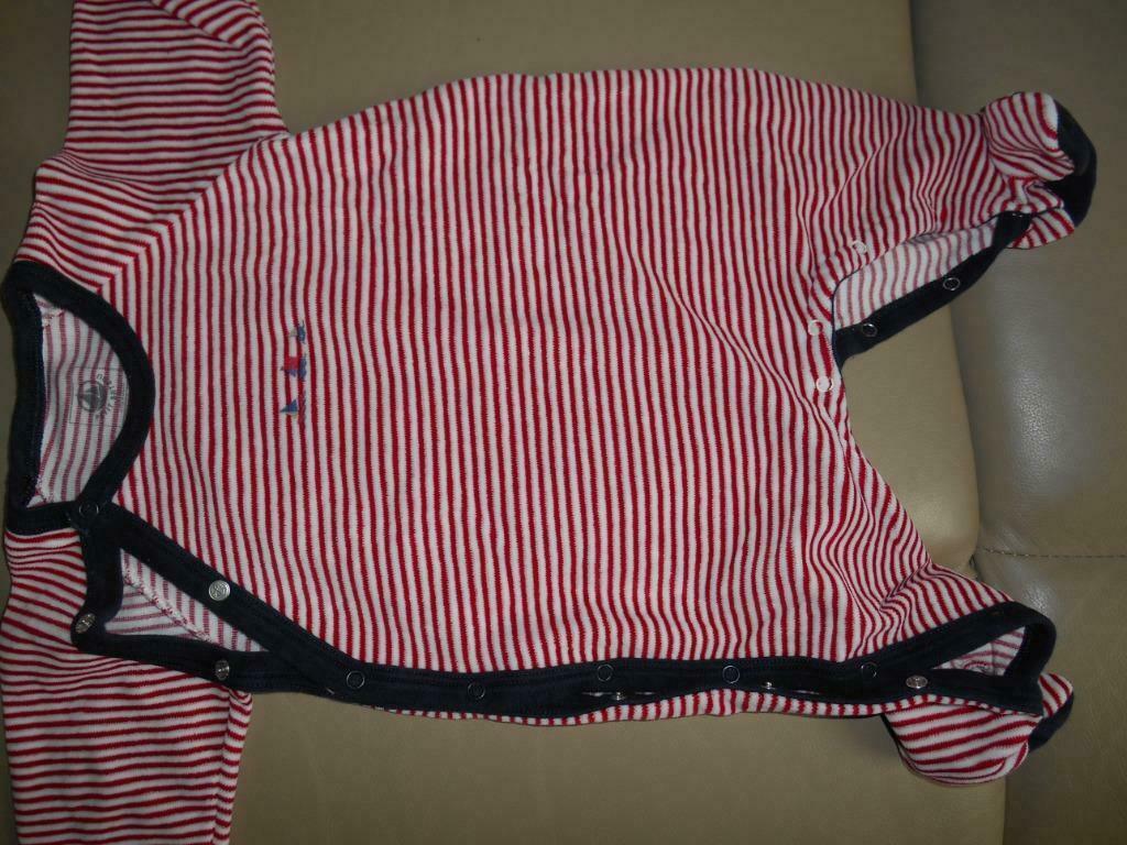 Pyjama grenouillère ligné rouge, Garçon ou Fille, Comme neuf, Petit bateau, Enlèvement