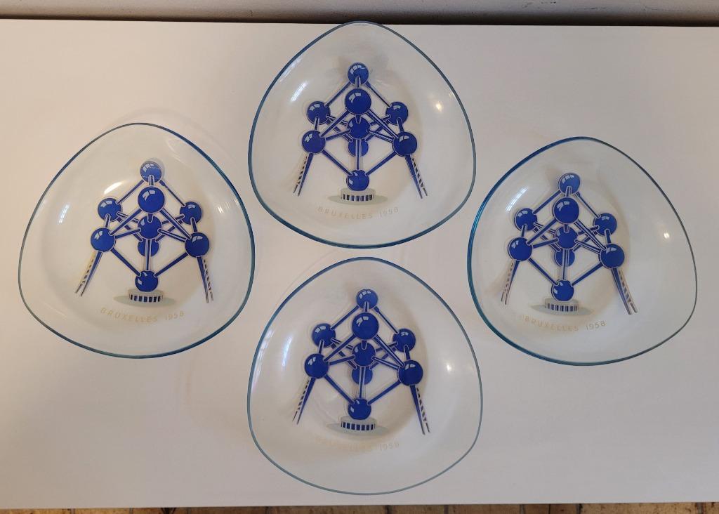 4 superbe petites coupes en verre Atomium expo Bruxelles 195, Enlèvement ou Envoi