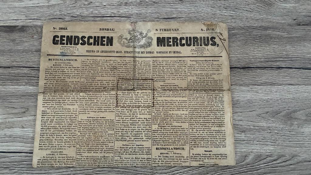 GENDSCHEN MERCURIUS 8 FEBRUARY 1842, Boeken, Tijdschriften en Kranten, Ophalen of Verzenden, Gelezen, Krant