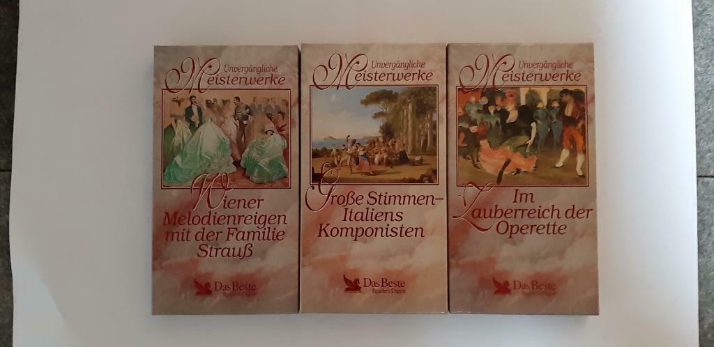 3 boxen met 3 muziekcassettes "Unvergängliche Meisterwerke", CD & DVD, Enlèvement ou Envoi, Avec boîte de rangement, étagère ou coffret