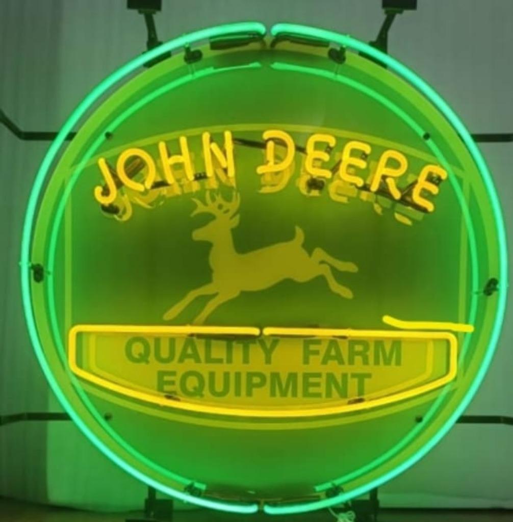 John Deere Quality farm equipment neon USA reclame  bord, Ophalen, Nieuw, Lichtbak of (neon) lamp