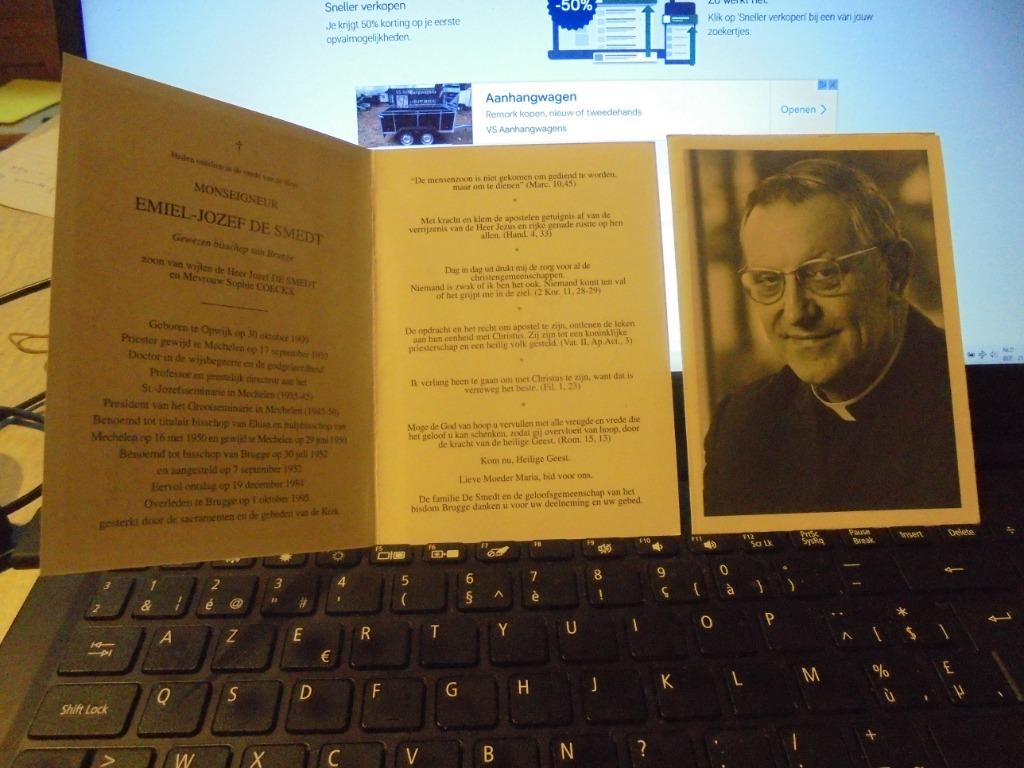 dp Monseigneur Emiel-Jozef De Smedt, Verzamelen, Bidprentjes en Rouwkaarten, Ophalen of Verzenden, Bidprentje