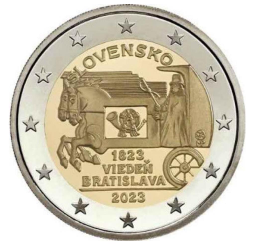 2 euro Slowakije 2023 Paardenkoerier Wenen-Bratislava, Ophalen of Verzenden, Slowakije, 2 euro
