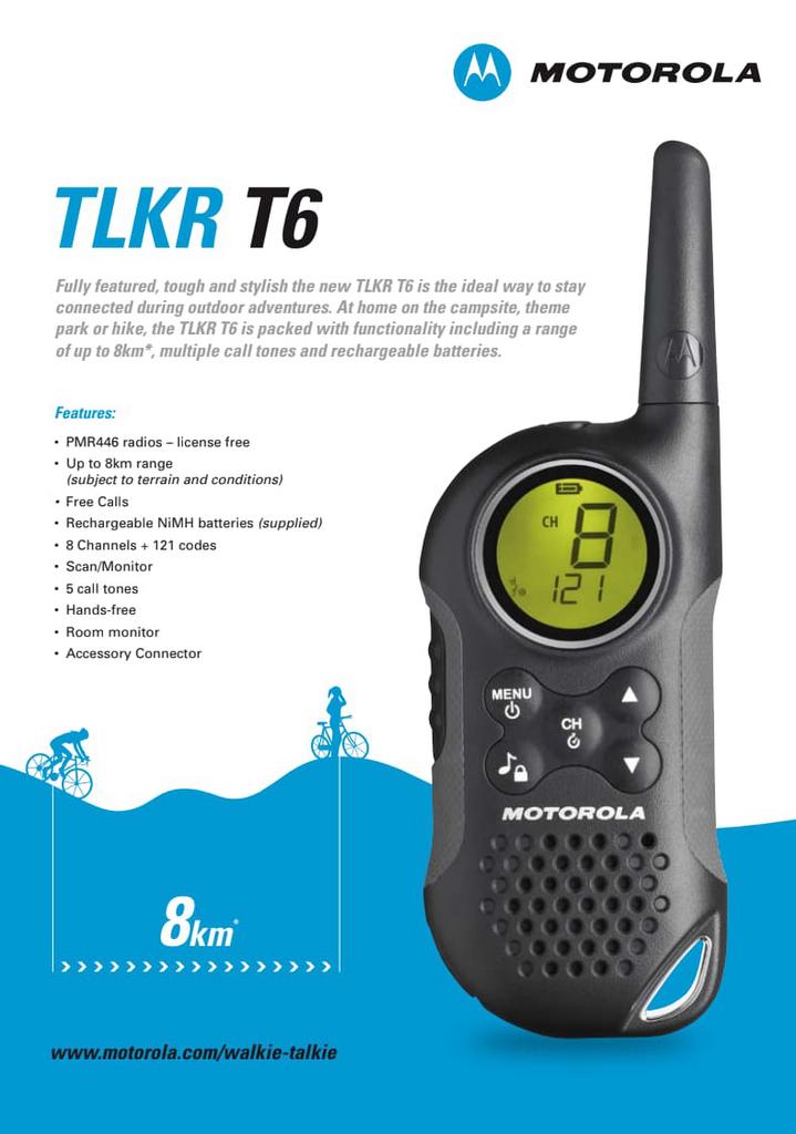 Motorola TLKR T6 Walkie Talkie, Enlèvement, Comme neuf