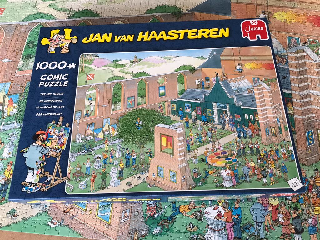 Jan van Haasteren-de kunstmarkt- 1000 stukjes, Ophalen of Verzenden, 500 t/m 1500 stukjes, Zo goed als nieuw, Legpuzzel
