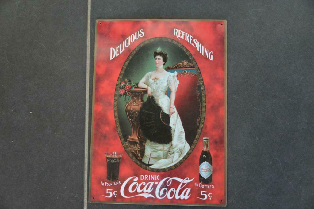 4 originele reclame-wandplaten Cocacola, Verzamelen, Ophalen of Verzenden, Nieuw, Reclamebord