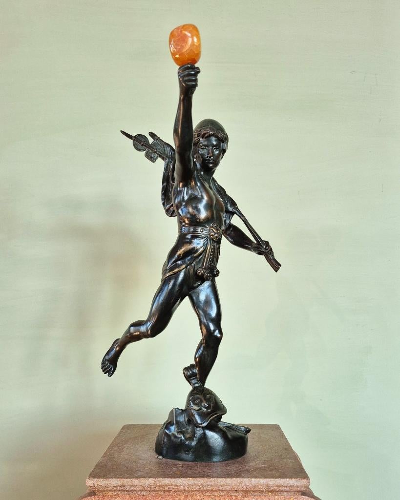 Guerrier romain, bronze patiné, XIXe siècle, Enlèvement, Patiné, Brons, Statue