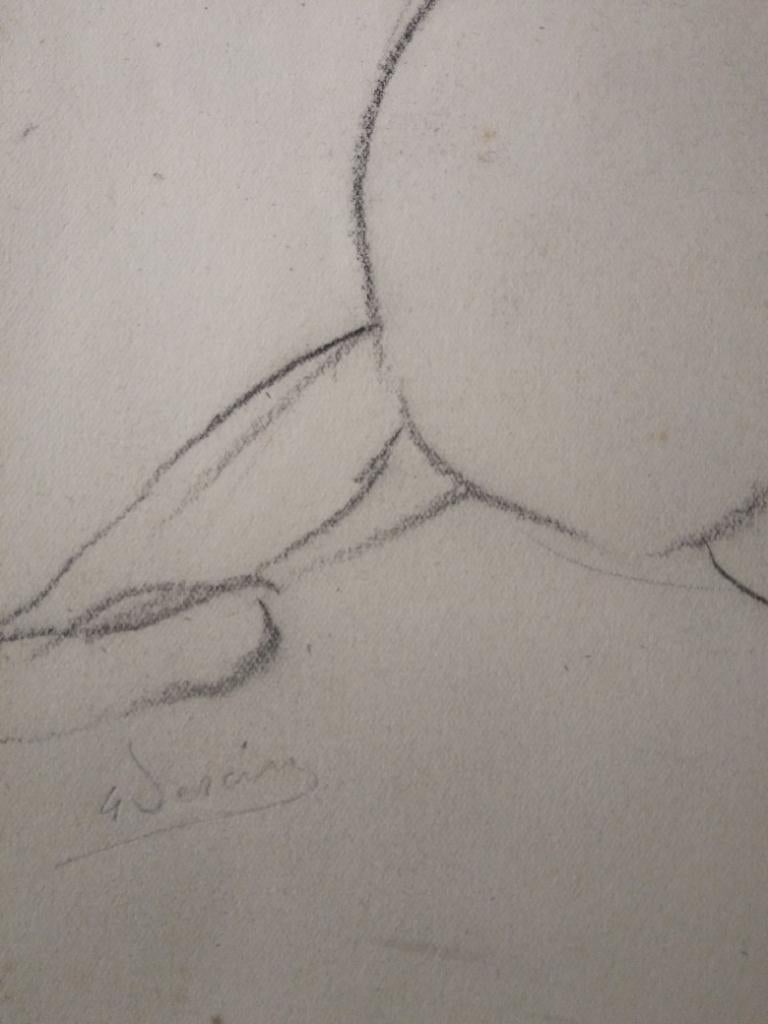 Terug naakt gesigneerd A.derain. Oude tekening., Ophalen of Verzenden