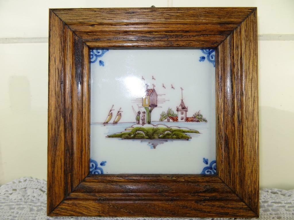 Tichelaar Makkum Delfts blauwe tegel vissers curiosa kunst, Ophalen of Verzenden