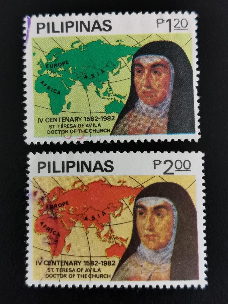 Philippines 1982 - Sainte Thérèse d'Avila, carte, Enlèvement ou Envoi, Affranchi, Asie du Sud Est