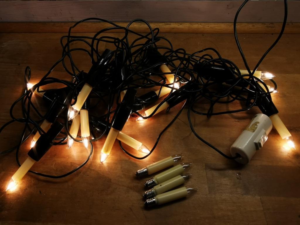 Kerstverlichting kaarsjes warm wit vintage retro + 4 reserve, Divers, Noël, Comme neuf, Enlèvement ou Envoi