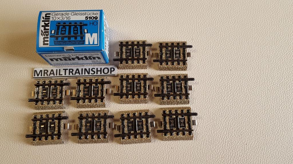 5109 MÄRKLIN HO - Lot de 10 rails droits SOV 3,35 cm OVP, Analogique, Enlèvement ou Envoi, Courant alternatif, Rails