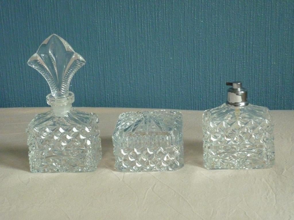 3 Delig Kristallen Parfumset, Antiek en Kunst, Ophalen of Verzenden