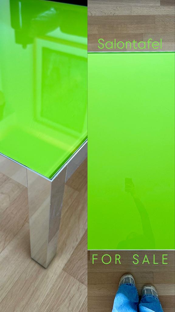 Fel groene Salontafel MDF Italia, 100 à 150 cm, Moins de 50 cm, Carré, Enlèvement