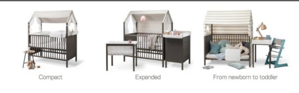 Stokke Home Hazy Grey - complete set, Kinderen en Baby's, Ophalen, Zo goed als nieuw, Matras