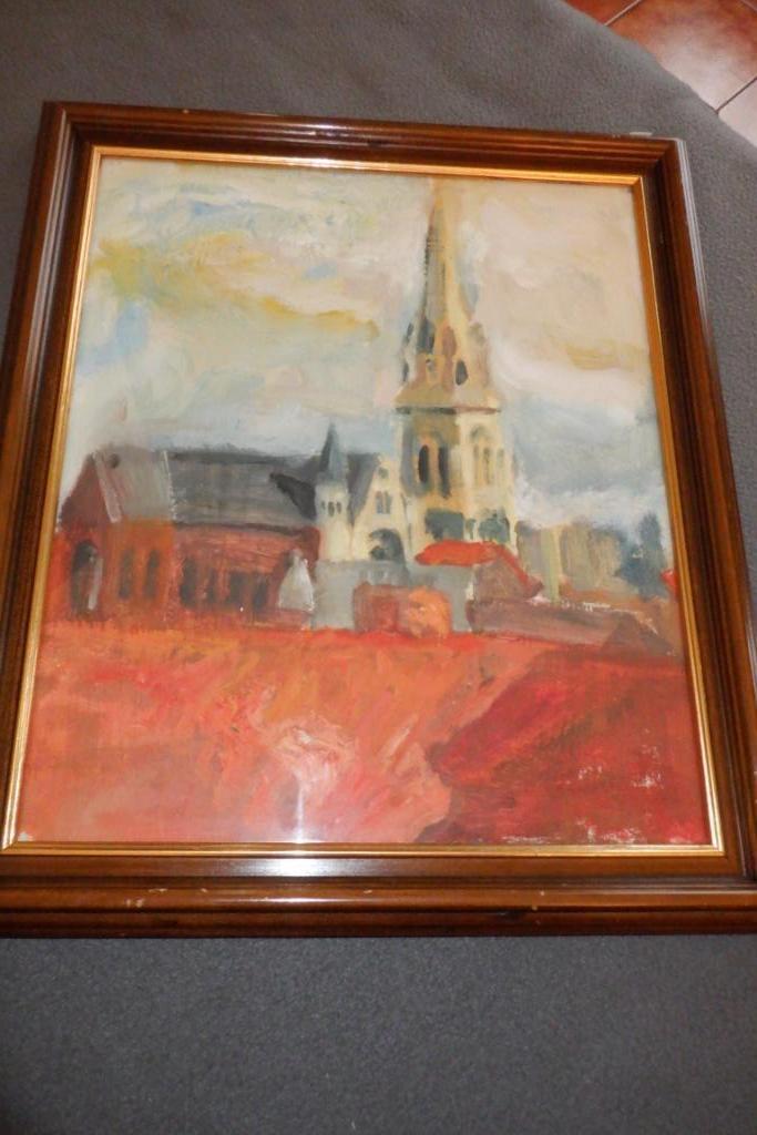 schilderij met de kerk van Kessel, Ophalen of Verzenden