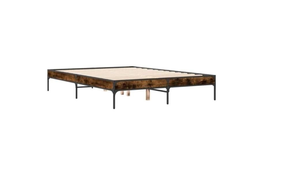 Cadre de lit sans matelas chêne fumé 120x190 cm, Neuf, Brun, Enlèvement, 120 cm