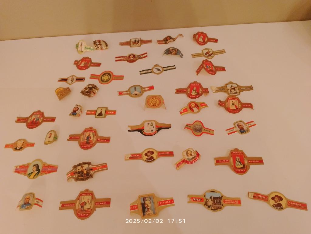 Sigarenbandjes 40 st., verschillende oude tekeningen, antiek, Ophalen of Verzenden, Zo goed als nieuw